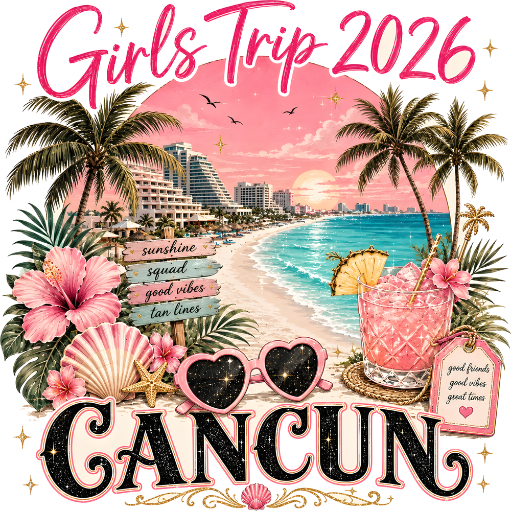 Cancun 2026 Girls Trip design artwork close-up