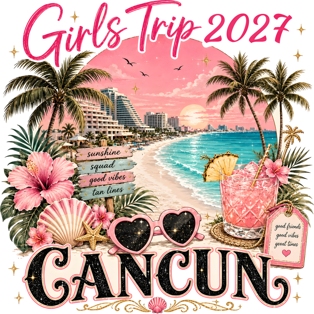Cancun 2027 Girls Trip design artwork close-up