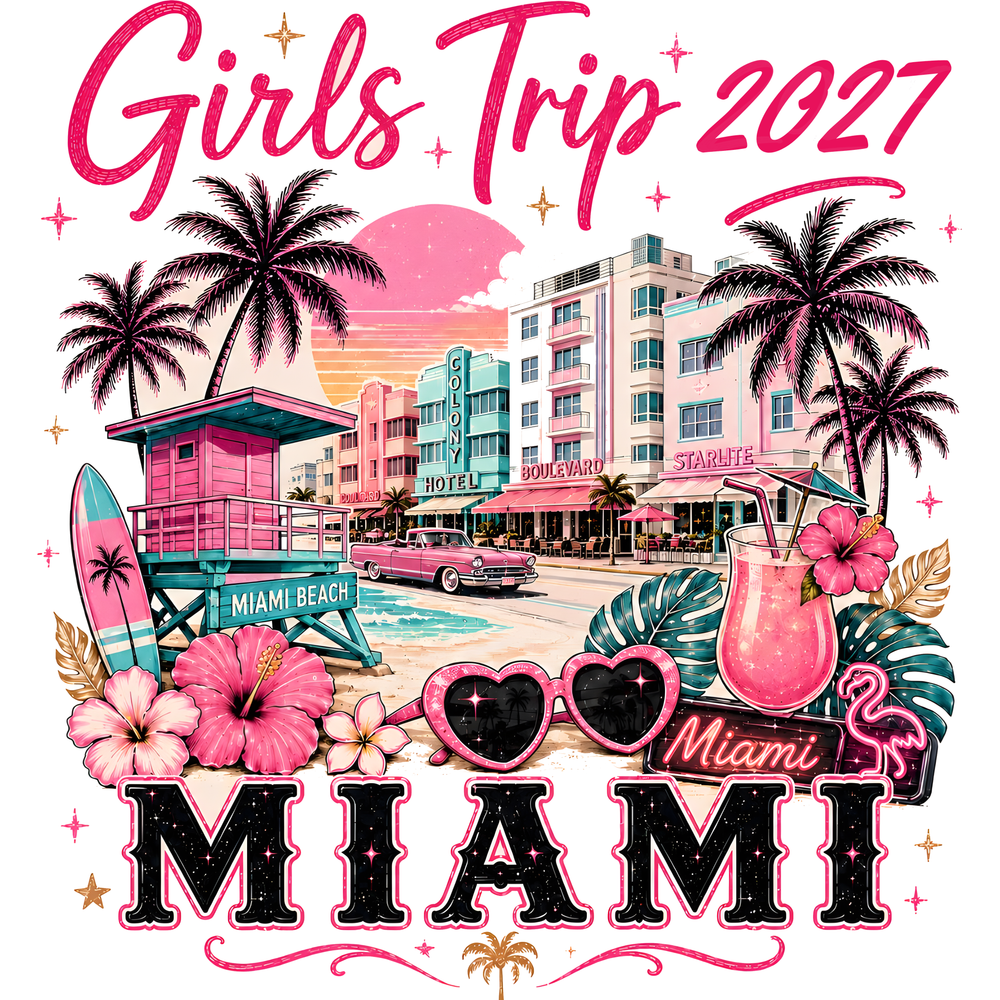 Miami 2027 Girls Trip design artwork close-up