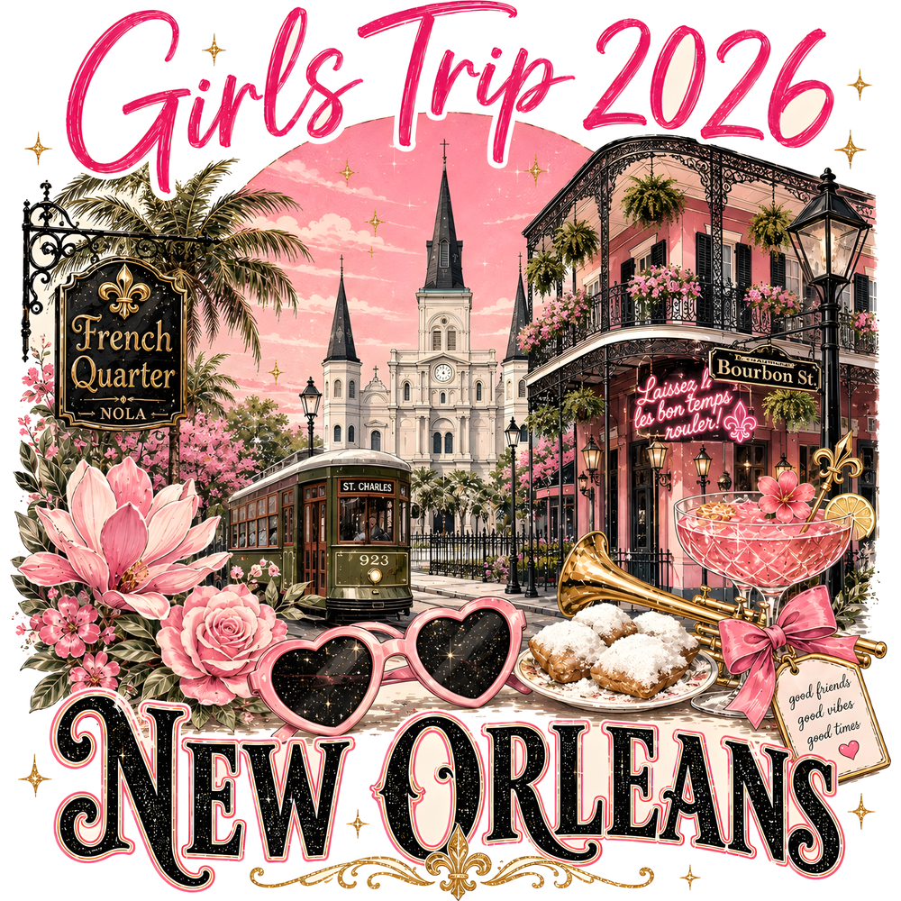 New Orleans 2026 Girls Trip design artwork close-up