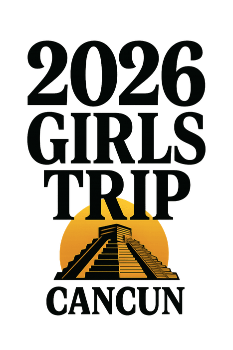 Bold Typography Cancun girls trip shirt design featuring its turquoise Caribbean coastline