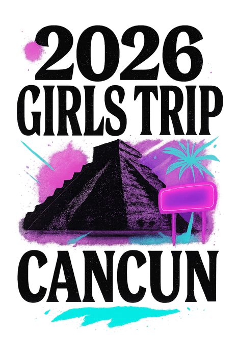 Streetwear Cancun girls trip shirt design featuring its turquoise Caribbean coastline