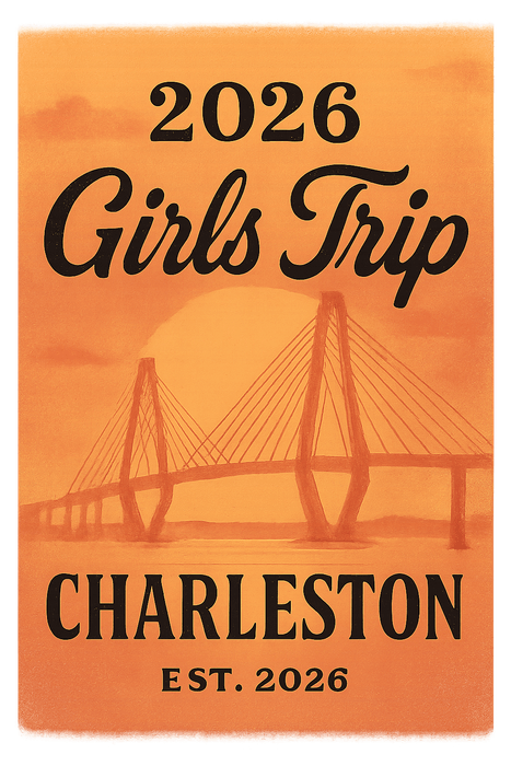 Vintage Postcard Charleston girls trip shirt design featuring its pastel Rainbow Row