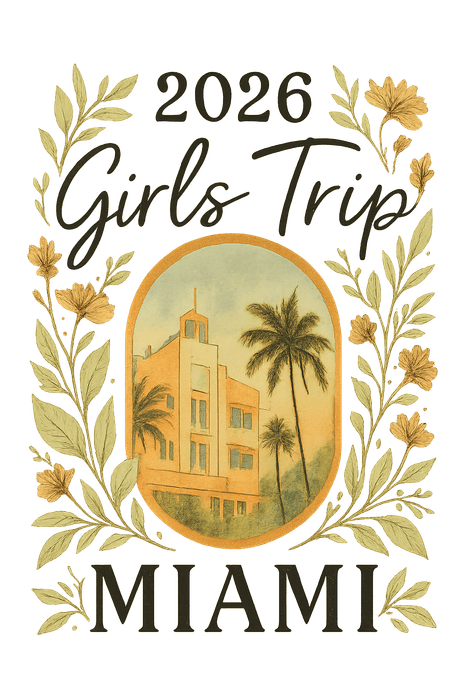 Boho Floral Miami girls trip shirt design featuring the South Beach lifeguard towers