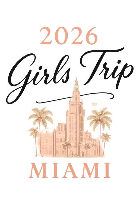 Elegant Sketch Miami girls trip shirt design featuring the South Beach lifeguard towers