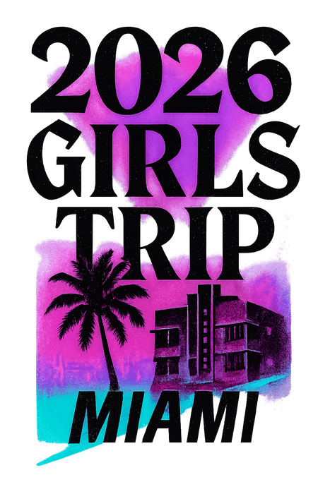 Streetwear Miami girls trip shirt design featuring the South Beach lifeguard towers