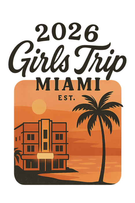 Vintage Postcard Miami girls trip shirt design featuring the South Beach lifeguard towers