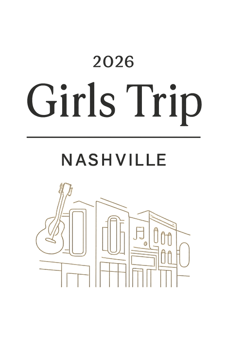 Minimalist Nashville girls trip shirt design on a white tee