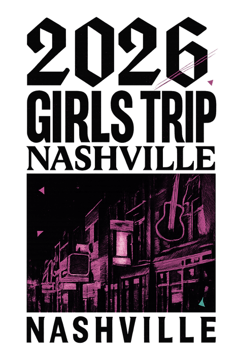Streetwear Nashville girls trip shirt design on a white tee