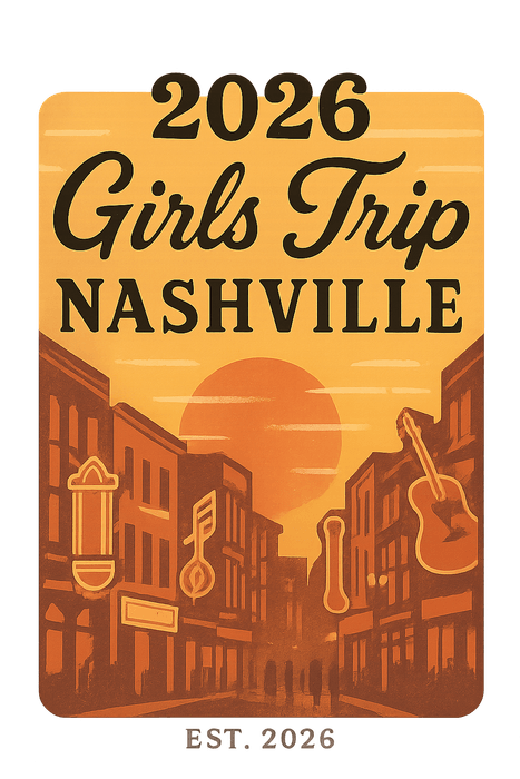 Vintage Postcard Nashville girls trip shirt design on a white tee