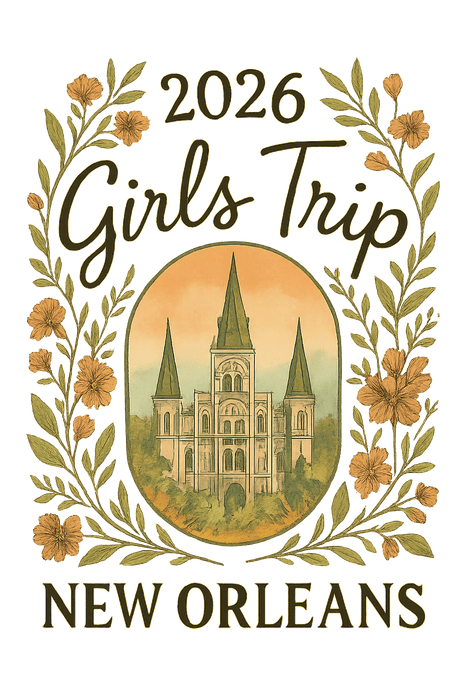 Boho Floral New Orleans girls trip shirt design featuring the French Quarter