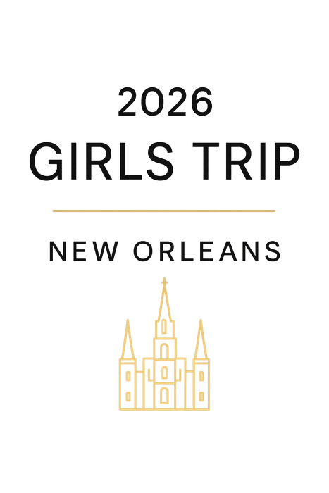 Minimalist New Orleans girls trip shirt design featuring the French Quarter