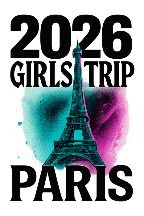 Streetwear Paris girls trip shirt design featuring the Eiffel Tower