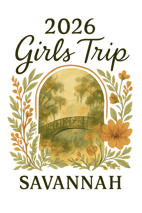 Boho Floral Savannah girls trip shirt design featuring its oak-lined historic squares