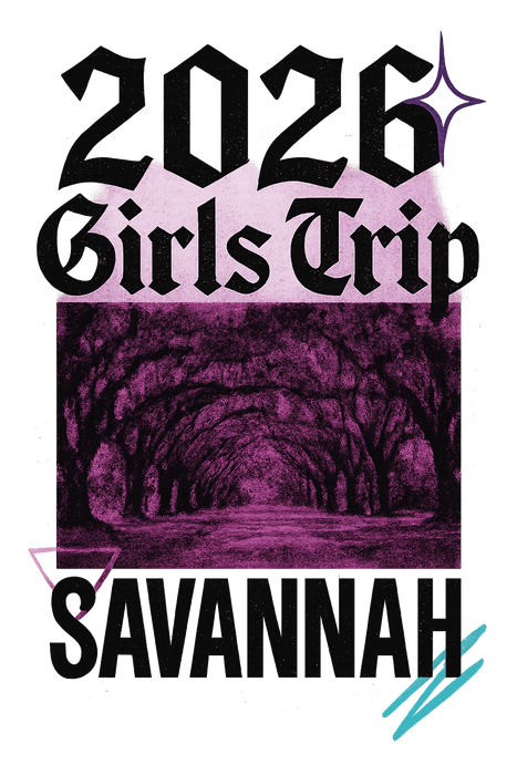 Streetwear Savannah girls trip shirt design featuring its oak-lined historic squares